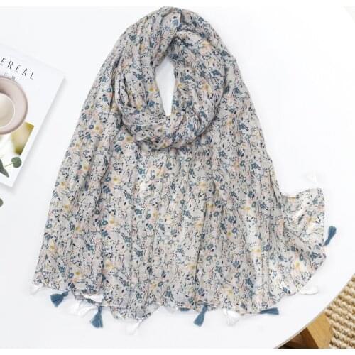 2021 Fashion Newest Floral Printed Pattern Cotton Tassel Scarf Shawls 10pcs/lot