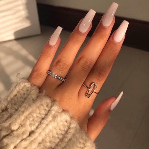 2021 Trend Creative Pin Rings Minimalism Aesthetic Jewelry For Women Wedding Party Ring Dainty Birthday Gifts Adjustable Size