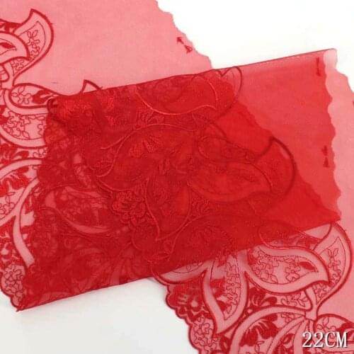 30Yards Red Mesh Tulle Embroidery Lace Trim DIY Romantic Clothes Cheongsam Skirt Passion Underwear Panties Bra Sewing Material