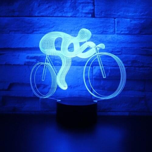 3D LED Night Light Ride Bicycle with 7 Colors Light for Home Decoration Lamp Amazing Visualization Optical Illusion Awesome