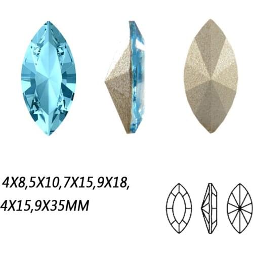 #4200 Navette strass Light Aquamarine Glitter Gems Crystal Setting Sew On Stones Fancy Pointback Rhinestone for Jewelry Garment