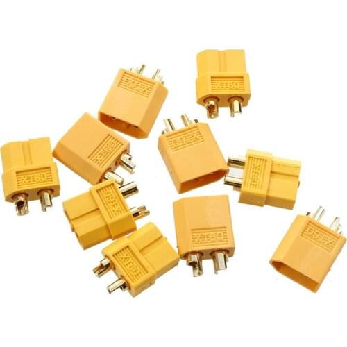 5 pairs yellow nylon XT60 T- plug Lipoic power socket RC Gold plug adapter