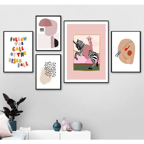 Abstract Face Geometry Poster Nordic Canvas Print Colorful Cute Quote Wall Art Painting Modern Picture Living Room Decoration