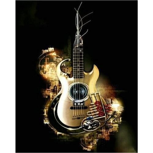Diy guitar music diamond painting cross stitch full square round diamond embroidery mosaic rhinestone paint by numbers