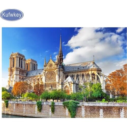 DIY Diamond painting cross stitch kits 5d Diamond embroidery French Notre Dame full square round mosaic painting Scenic castle