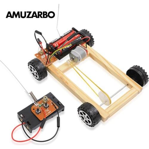 Creativity Electric Four-wheel Drive Assembled Model Wireless Remote Control Car DIY Small Production Kids Puzzle Teaching Toy