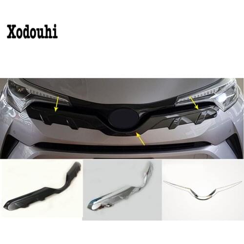 Car Detector ABS Chrome/Carbon Fiber Trim Front Racing Grid Grill Grille Hoods 1pcs For Toyota C-HR CHR 2017 2018 2019 2020