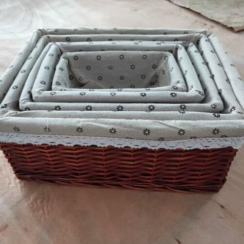 Bamboo Woven Box Seaweed Rattan Storage Rectangular Bamboo Woven Basket Desktop Snack Storage Basket Storage Basket