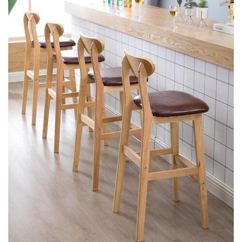 Bar Chair Solid Wood High Stool Bar Table Chair Bar Chair Domestic Chair High Stool Backrest Bar Stool Nordic Chair