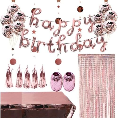 Shiny Rose Gold Disposable Tablecloth Party Table Hanging Garlands Kids Birthday Party Decoration Home DIY Bunting Garlands