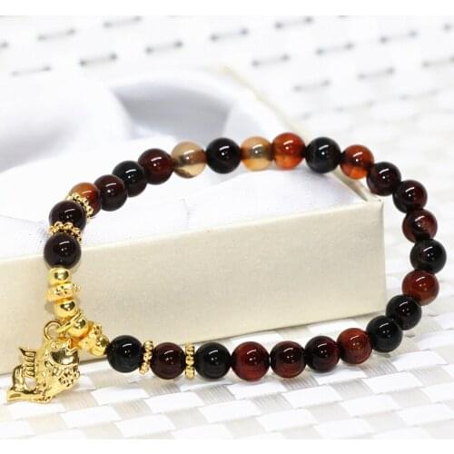 Factory price mix-colored natural dream agat onyx 6mm round stone beads elegant bracelet jewelry making 7.5inch B1973