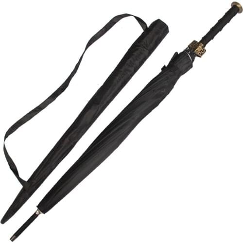 Black Long Handle Umbrella Large Windproof Business Sword Katana Umbrella Fashion Paraguas Mujer Household Merchandises BD50UU