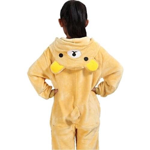 Kids Kugurumi Onesie Animal Cartoon Rilakkuma Bear Cosplay Costume Flannel Pajama One Piece Boy Girl Child pyjama Sleep Suit