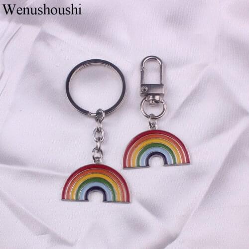Enamel rainbow key ring fashion novelty keyring for women birthday gifts jewelry accessories rainbow keychains zinc alloy di189