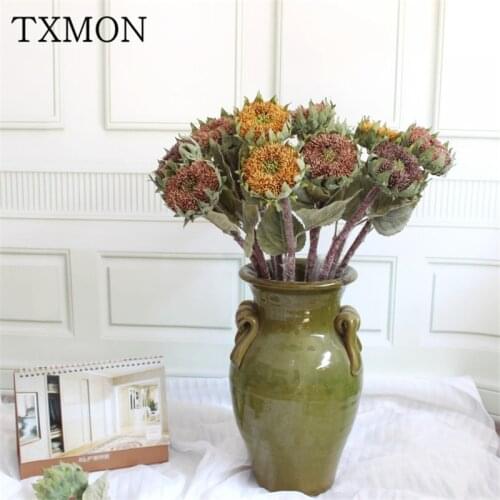 Nordic style European high-end artificial flowers 3 leaves small sunflower Sun fine details export quality 3 color decorations