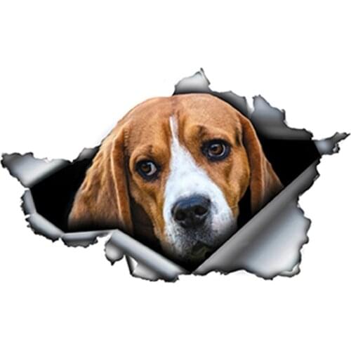 Fuzhen Boutique Decals Exterior Accessories Beagle Car Sticker Torn Metal Decal PVC Stickers Waterproof Car Styling Decoration