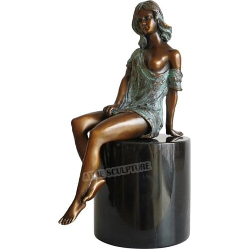 Bare Sitting Sexy Woman Statue Bronze Western Female Sculpture Erotic Nude Woman Modern Art