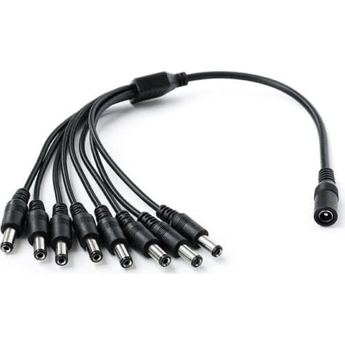 8 Ways DC Male and Female Power Cable 2.1mm Cable Extension Cord For Secuirty System Camera CCTV Power Adapter Input Line
