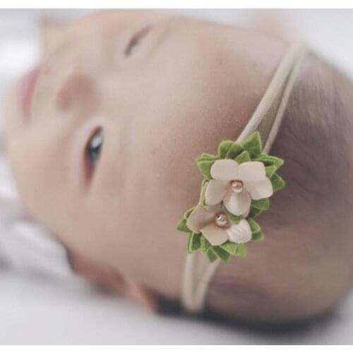 3Pcs Baby Girl Flower Faux Pearl Headband Hair Band Elastic Headwear Photo Props New