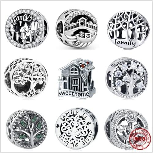 The hot-selling 925 Sterling Silver Family World Tree fit original Pandora charm for making stylish DIY womens jewelry