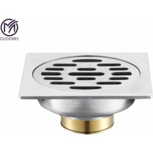 Stainless Steel 304 Bathroom Accessories In Brushed Nickel 10x10cm Bathroom Square Floor Drain for Washing Machine