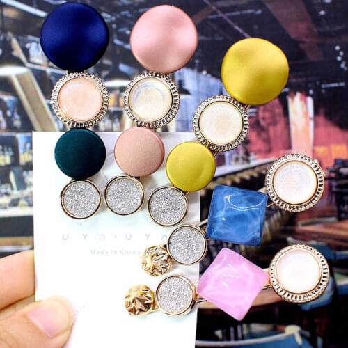 Fashion Hair Clips for Women Korea Crystal Rhinestones Hair Clips Girls Hairpins Geometric Round Candy Colors Barrette Headwear
