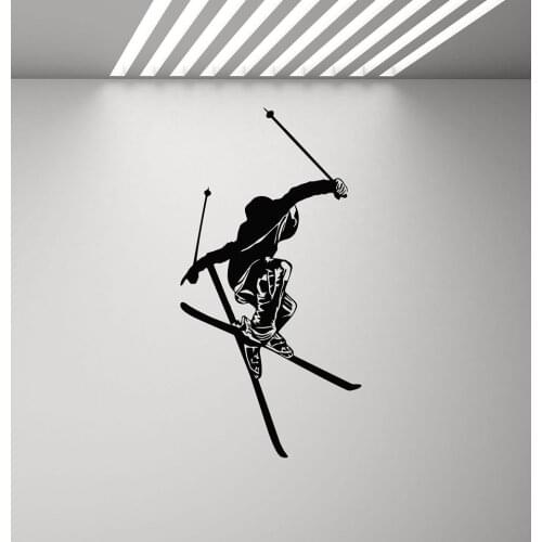 Ski Wall Decal Skier Poster Gym Mural Winter Games Skiing Vinyl Wall Sticker Fitness Extreme Sport Boy Man Cave Decor G531