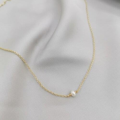 Natural Freshwater Pearls Necklace Gold Filled Chocker Handmade Pearl Jewelry Vintage Collier Minimalism Simple Perle Necklace