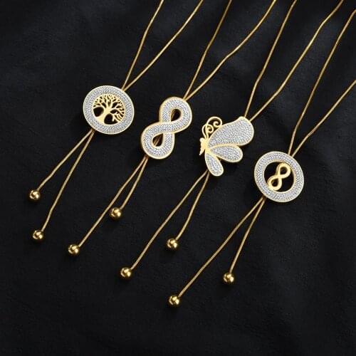 Dazzling Butterfly Necklace Pendants Number Letter Tree Of Life Gold Elegant Pearls Piercing Long Necklaces Pendants For Party