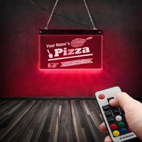 Authentic Italian Pizza Restaurant LED Display Board Custom Name Lighting Decor Wall Art Personalized Pizzeria Neon Wall Sign