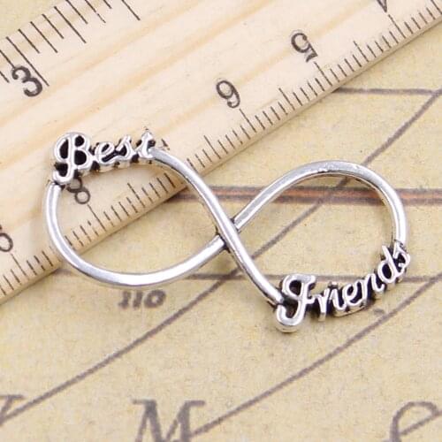 10pcs Charms Infinity Best Friends 20x40mm Tibetan Silver Color Pendants Antique Jewelry Making DIY Handmade Craft