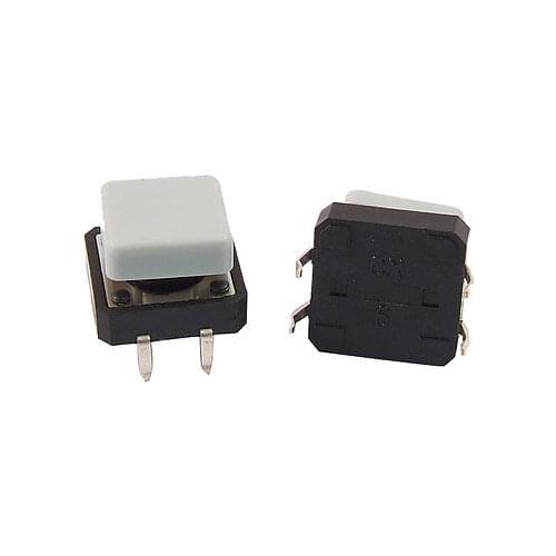 PCB Momentary Tact Push Button Switch 12 x 12mm x 12mm w Gray Square Cap