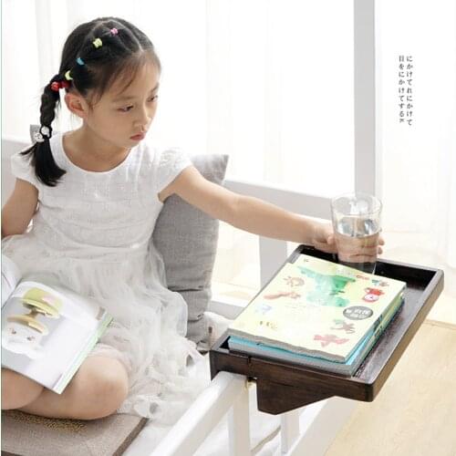 Wooden Bed Bedside Table Mobile Rack Home Dormitory Bedroom Furniture Bedside Desktop Phone Tablet Computer Stand Storage Trays