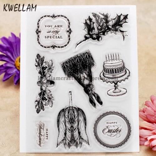 HAPPY EASTER Robbit Cake Scrapbook DIY photo cards rubber stamp clear stamp transparent stamp 12.5x18cm KW8012060