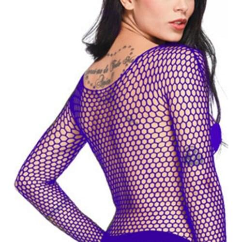 Tops Mesh hollow out blouse very sexy night wear Women Sexy Bodystocking Hollow Out T-shirt Tops Transparent Grid Slim Nightwear