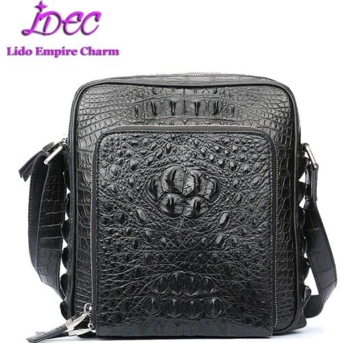 High Quality Leather Crossbody Bag Small Mens Shoulder Bag Diagonal Bag Real Crocodile Skin Mini Messenger Boy Fanny Chest Pack