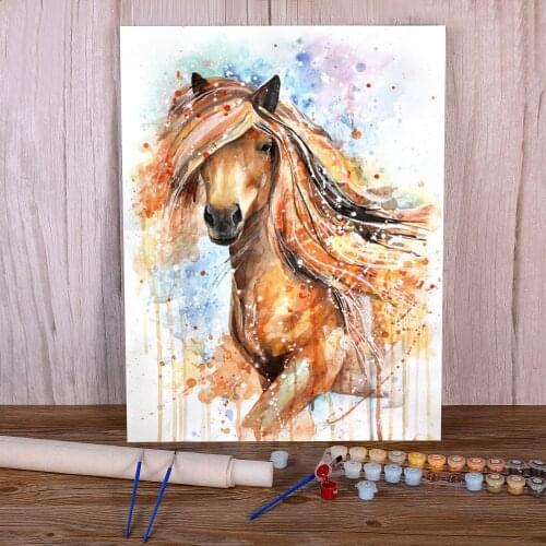 Horse Animal Coloring By Numbers Painting Complete Kit Acrylic Paints 50*70 Oil Painting Home Decor Kids Handicraft Drawing