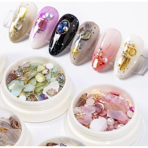 Nail Pearl Shell Fragments Metal Sequins Mixed Set Fashion Creative DIY Nail Alloy Jewelry Art Decoration