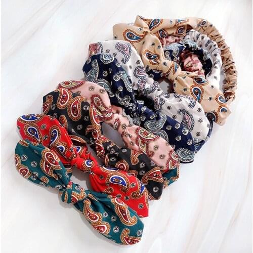 Women Streamers Scrunchies Polka Dot Floral Print Elastic Bow Hair Rope Girl Hair Ties Korean Sweet Hair Accessories Headwear