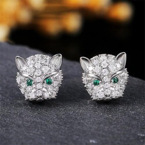 Blaike 925 Sterling Silver Jewelry Cute Leopard Head Stud Earrings for Women Wedding Party Fine Jewelry Birthday Gifts