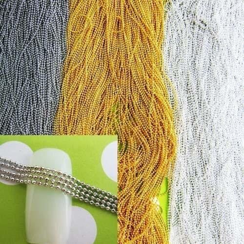 100m 1.2mm Nails Art Decoration Metal Beads Chain Copper Ball Chains Silver/Gold/Nickle Plated DIY Accessories Factory Directly