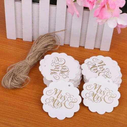 100 PCS Paper Label Baking Tags Pendants Hanging Labels Label Price Gift Card for Party Gay Wedding Favors -White