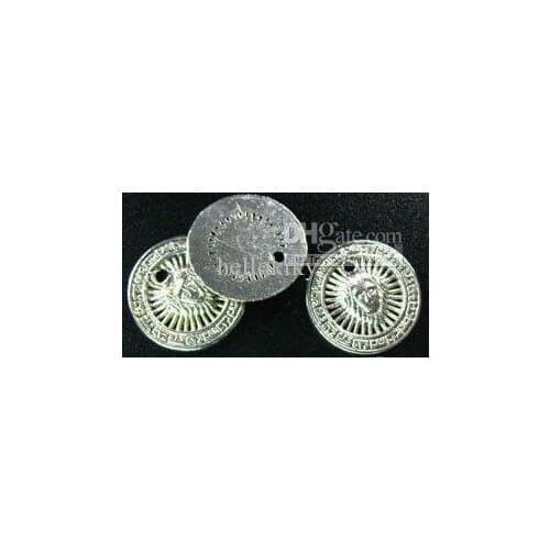 1800pcs Tibetan silver face FlAT ROUND charms 14mm A532