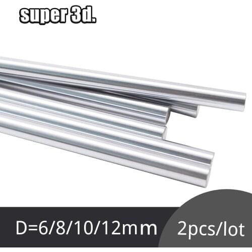 2pcs/lot Linear Optical Axis OD 6/8/10/12mm linear shaft 3d printer parts Chrome Plated Smooth Rods 100 200 300 400 cnc