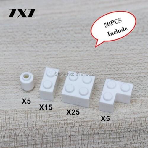 50pcs Block 1 x 1 Round Cylinder 1 x 2 2 x 2 2 + 1 Assembling Plastic Building Blocks Small Particles Kids DIY Toy