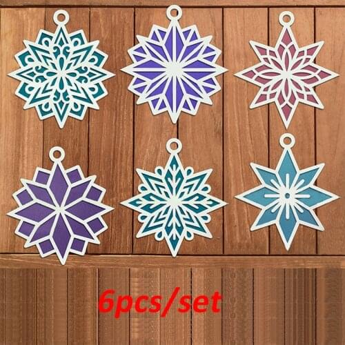 6pcs/set Christmas Decoration Ornaments Snowflake Metal Cutting Dies DIY Card Album Making Scrapbooking Craft 2021