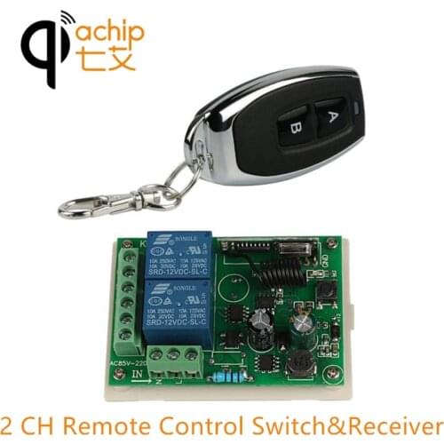 QIACHIP 2CH AC 110V 220V 433Mhz Wireless Remote Control Switch Relay Receiver and Transmitter For Light Gate Car Garage Door