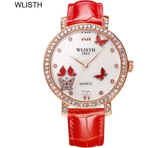 Brand Ladies Watch Fashion Business Korean Leather Womens Watch Luxury Diamond-studded British Watch Men