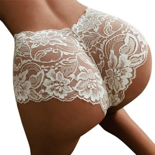 Black White Sexy Lace Floral Panties Erotic Transparent Thongs For Sex Culotte Femme Sexy Lingerie Women Plus Size Underwear