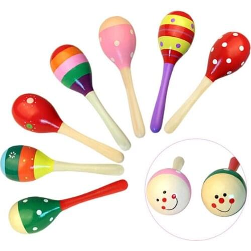 Children Sand Hammer Ball Medium Size Wooden Cartoon Hammer Sand Ball Infant Baby Musical Instrument Early Education Puzzle Toys